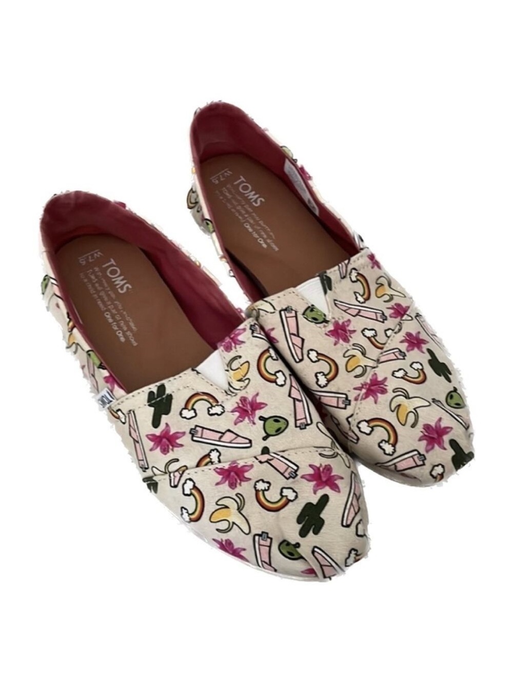 TOMS Women's Alpargata Birch Novelty Print Canvas Slip-On Flats Size 7.5